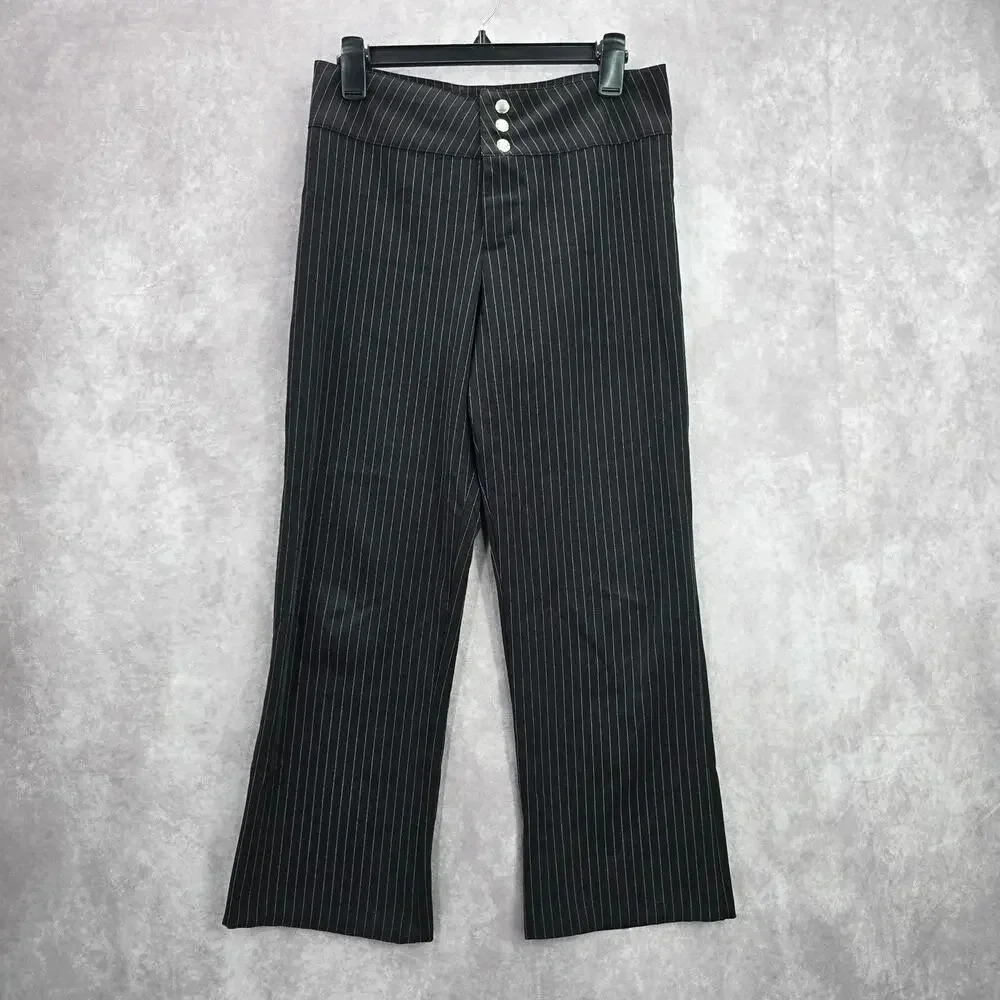 Copper Key Black White Stripe Junior Dress‎ Pants Bottoms Wide Leg Plus 16